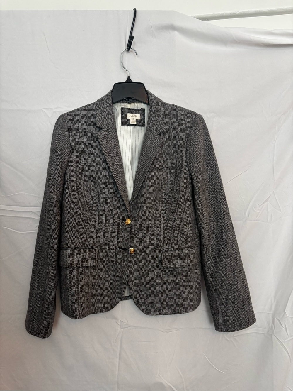 J. Crew Gray Herringbone Wool-Blend Tailored Blazer